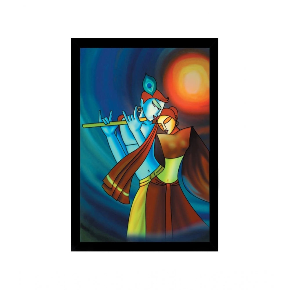 Generic Radha Krishna Painting with Synthetic Photo Frame (Multicolor)