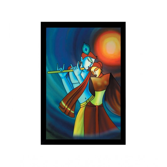 Generic Radha Krishna Painting with Synthetic Photo Frame (Multicolor)