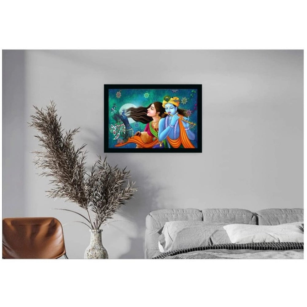 Generic Radha Krishna Painting with Synthetic Photo Frame (Multicolor)