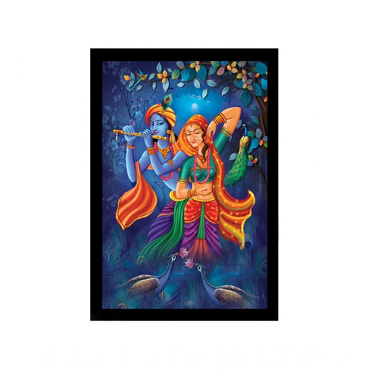 Generic Radha Krishna Painting with Synthetic Photo Frame (Multicolor)