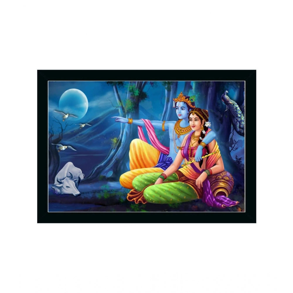 Generic Beautiful Radha Krishna Vinyl Sparkle Coated with Synthetic Photo Frame (Multicolor)