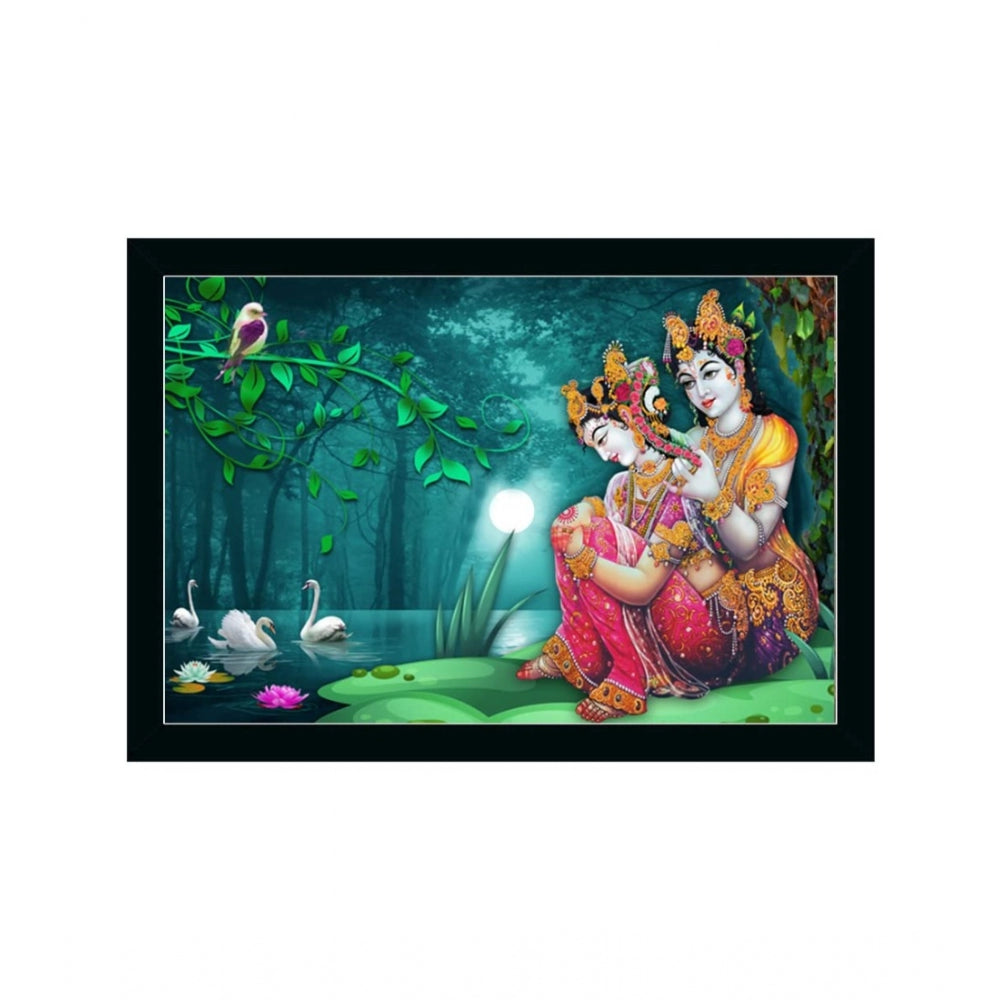 Generic Radha Krishna Painting with Synthetic Photo Frame (Multicolor)