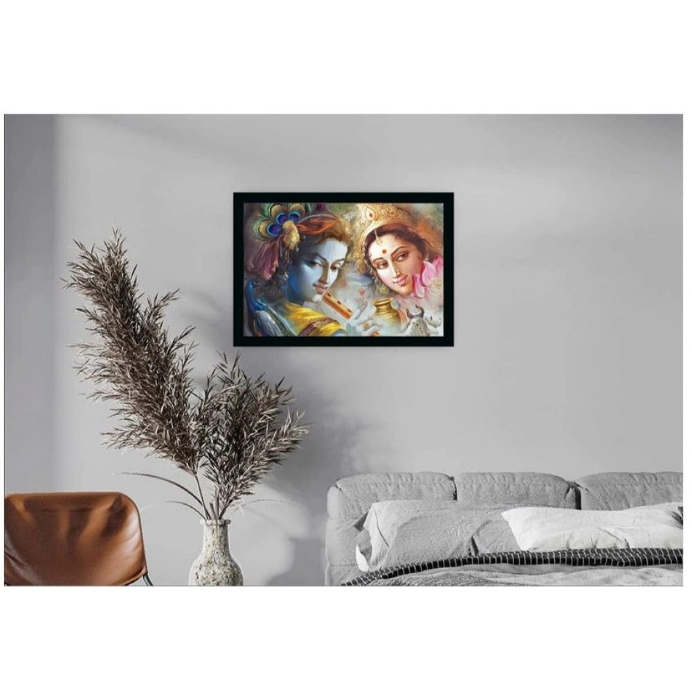 Generic Radha Krishna Painting with Synthetic Photo Frame (Multicolor)