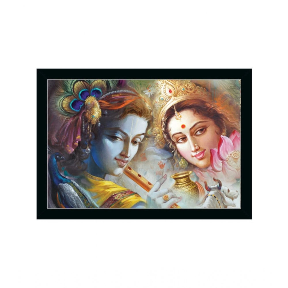 Generic Radha Krishna Painting with Synthetic Photo Frame (Multicolor)