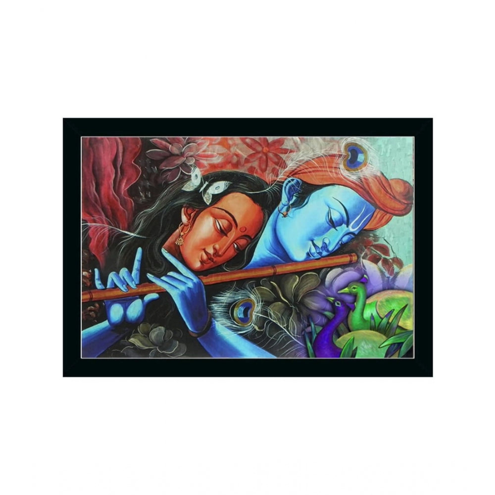 Generic Radha Krishna Painting with Synthetic Photo Frame (Multicolor)