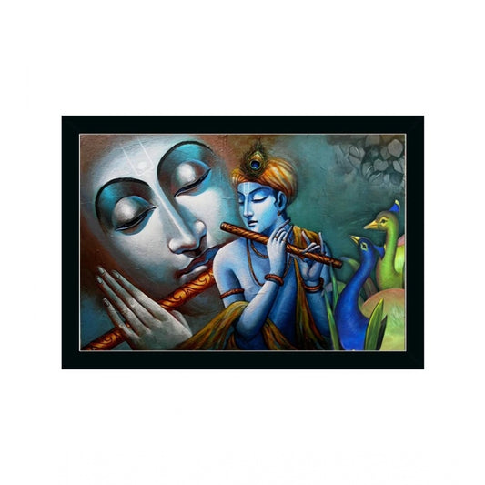 Generic Radha Krishna Painting with Synthetic Photo Frame (Multicolor)