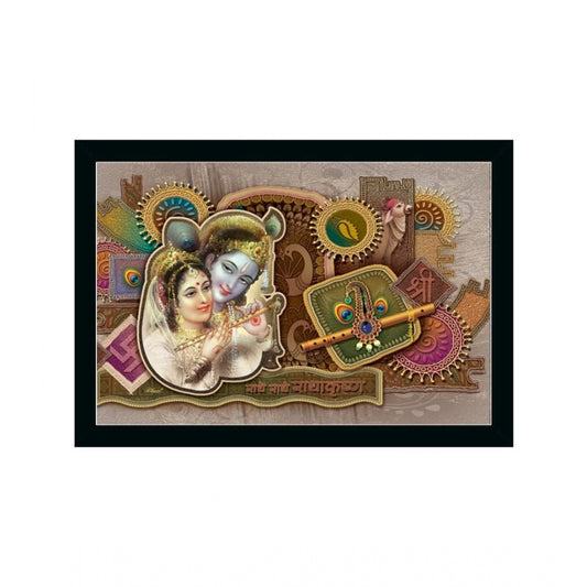 Generic Radha Krishna Painting with Synthetic Photo Frame (Multicolor)