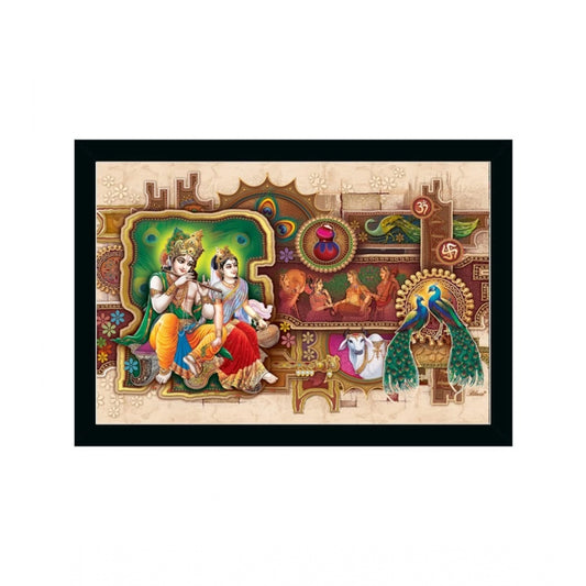 Generic Radha Krishna Painting with Synthetic Photo Frame (Multicolor)