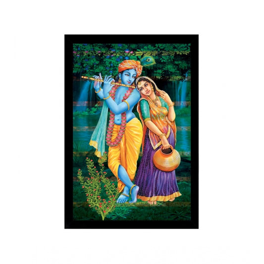 Generic Radha Krishna Painting with Synthetic Photo Frame (Multicolor)