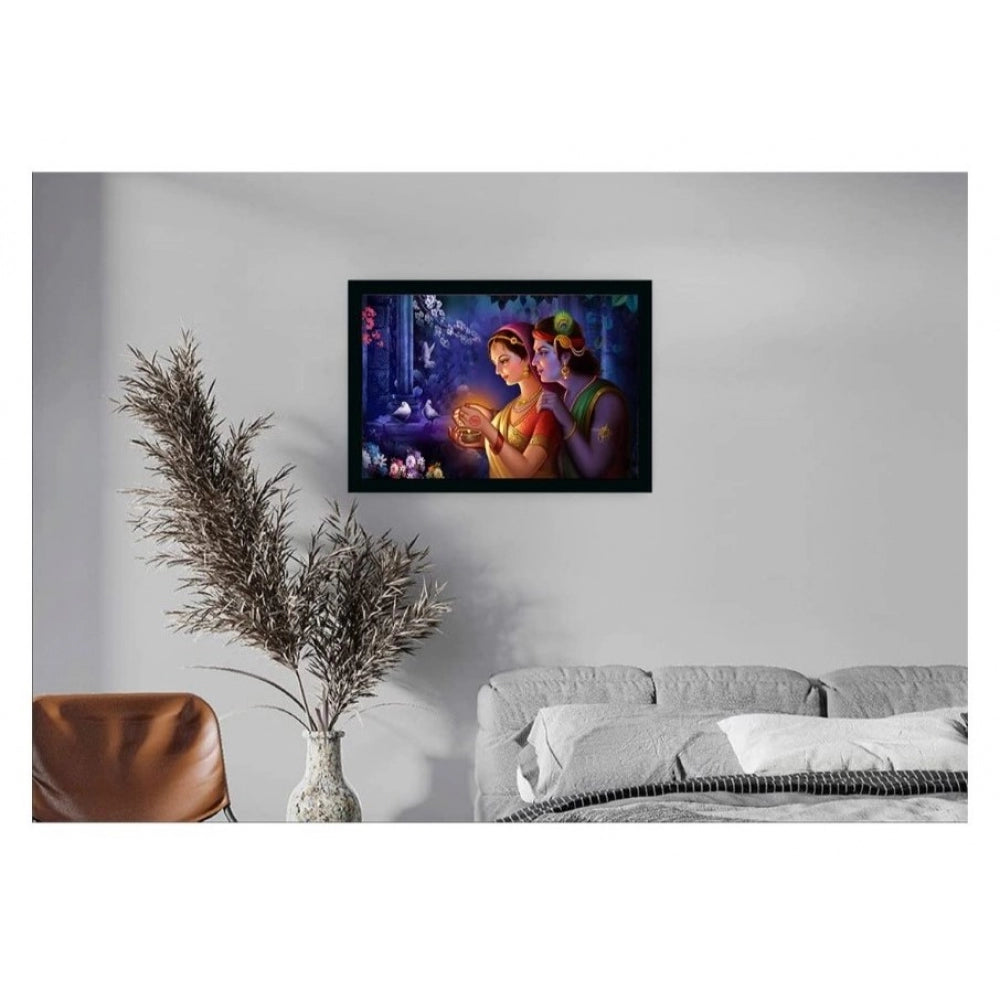 Generic Radha Krishna Painting with Synthetic Photo Frame (Multicolor)