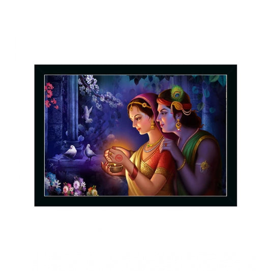 Generic Radha Krishna Painting with Synthetic Photo Frame (Multicolor)