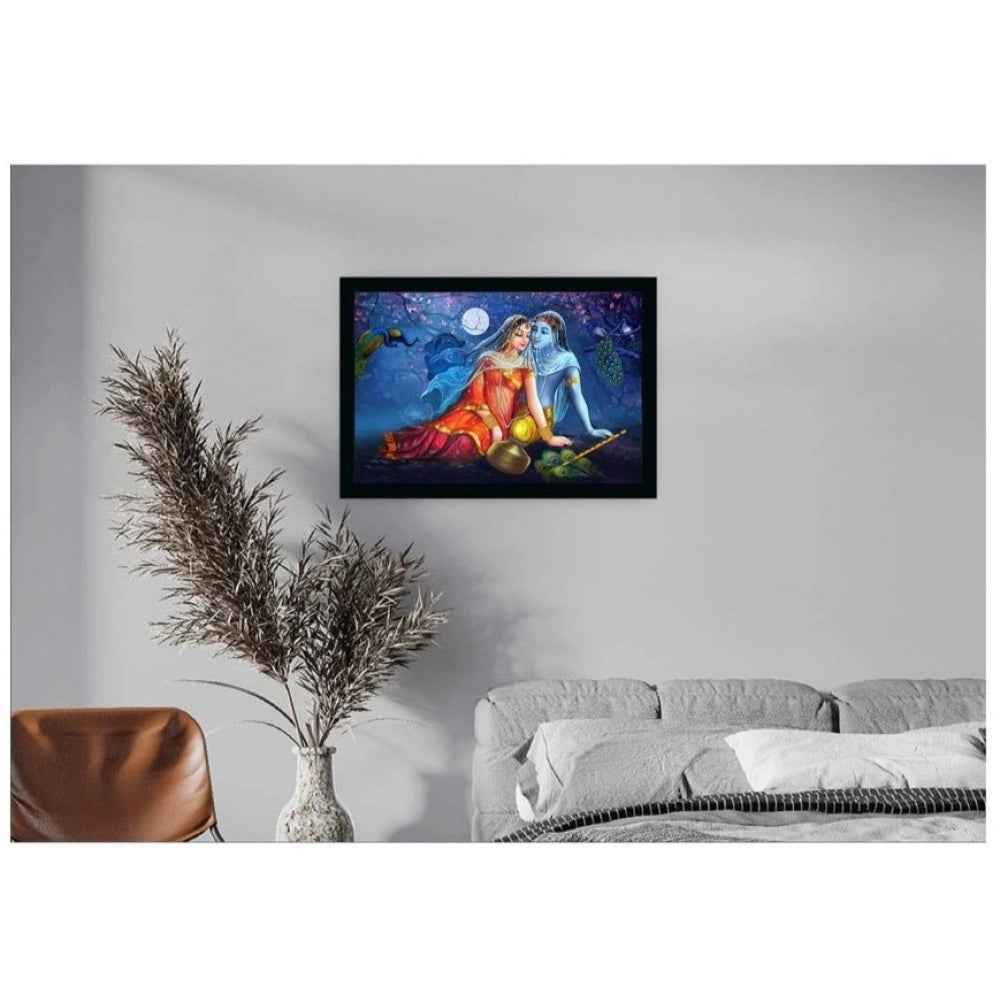 Generic Radha Krishna Painting with Synthetic Photo Frame (Multicolor)