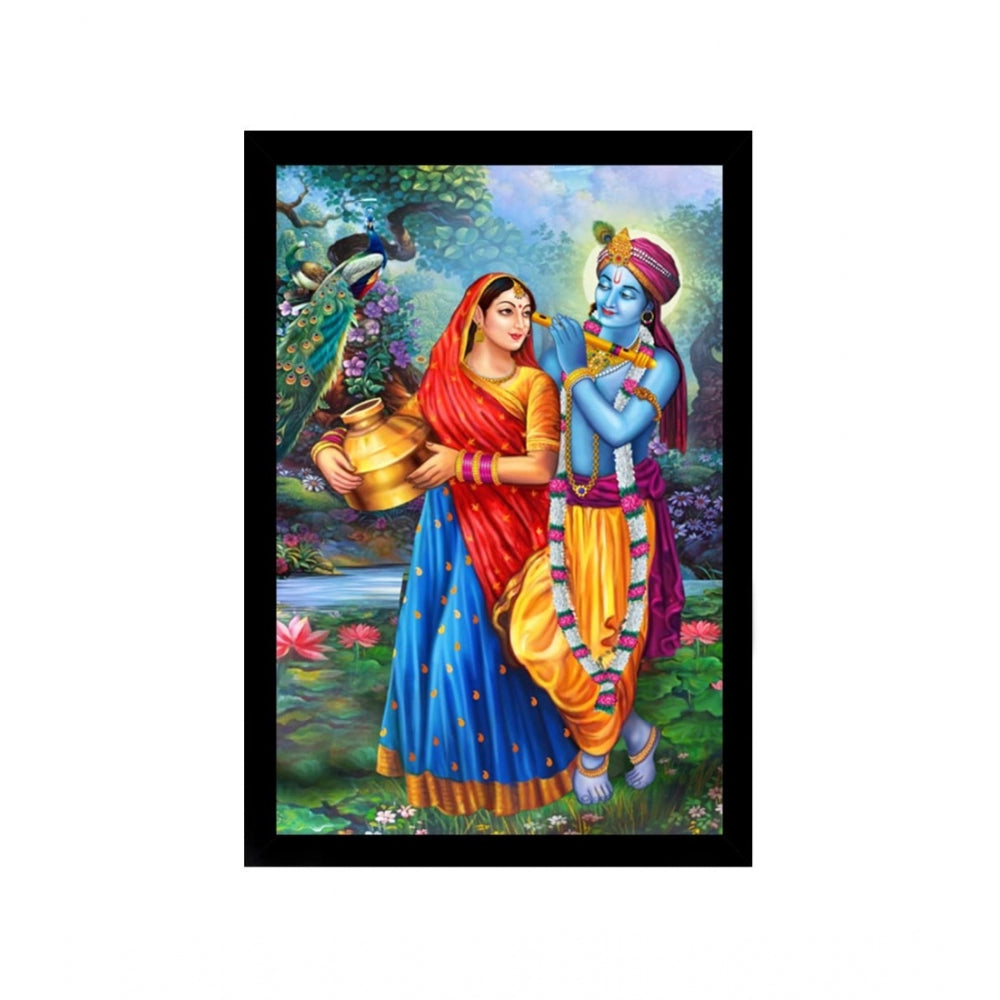 Generic Radha Krishna Painting with Synthetic Photo Frame (Multicolor)