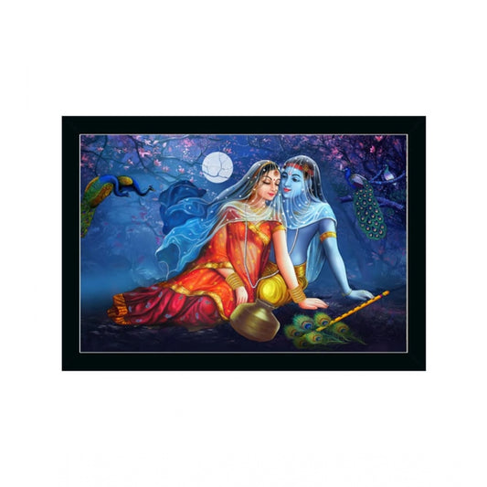 Generic Radha Krishna Painting with Synthetic Photo Frame (Multicolor)