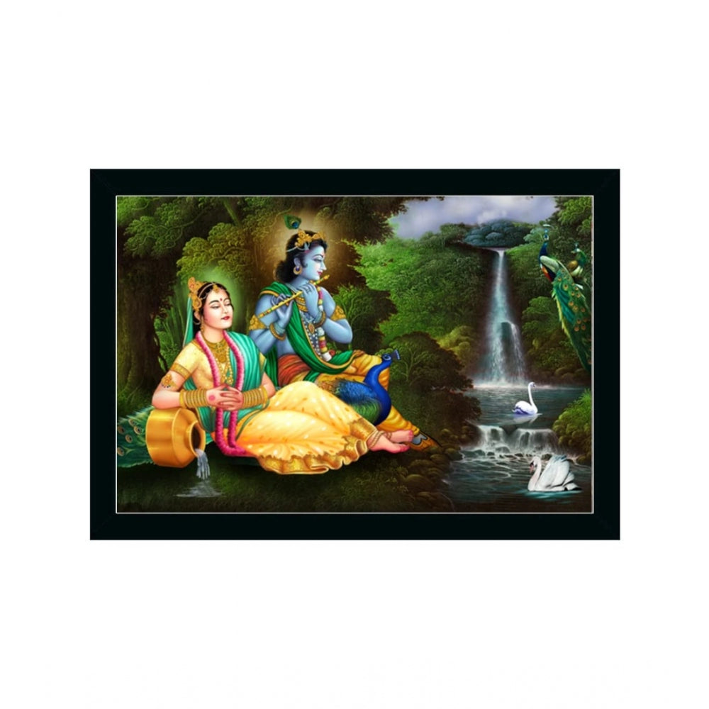 Generic Radha Krishna Painting with Synthetic Photo Frame (Multicolor)