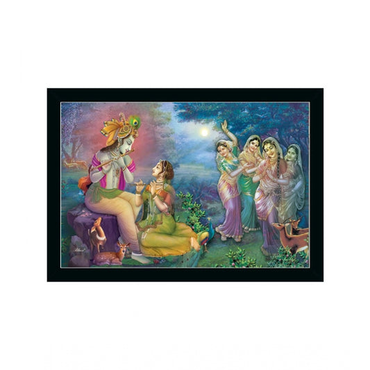 Generic Radha Krishna Painting with Synthetic Photo Frame (Multicolor)