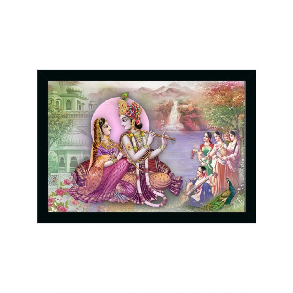 Generic Radha Krishna Painting with Synthetic Photo Frame (Multicolor)