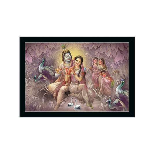 Generic Radha Krishna Painting with Synthetic Photo Frame (Multicolor)