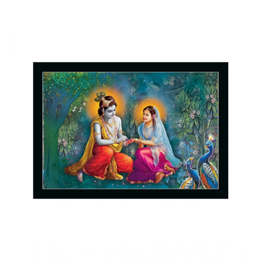 Generic Radha Krishna Painting with Synthetic Photo Frame (Multicolor)