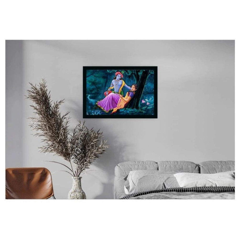 Generic Radha Krishna Painting with Synthetic Photo Frame (Multicolor)