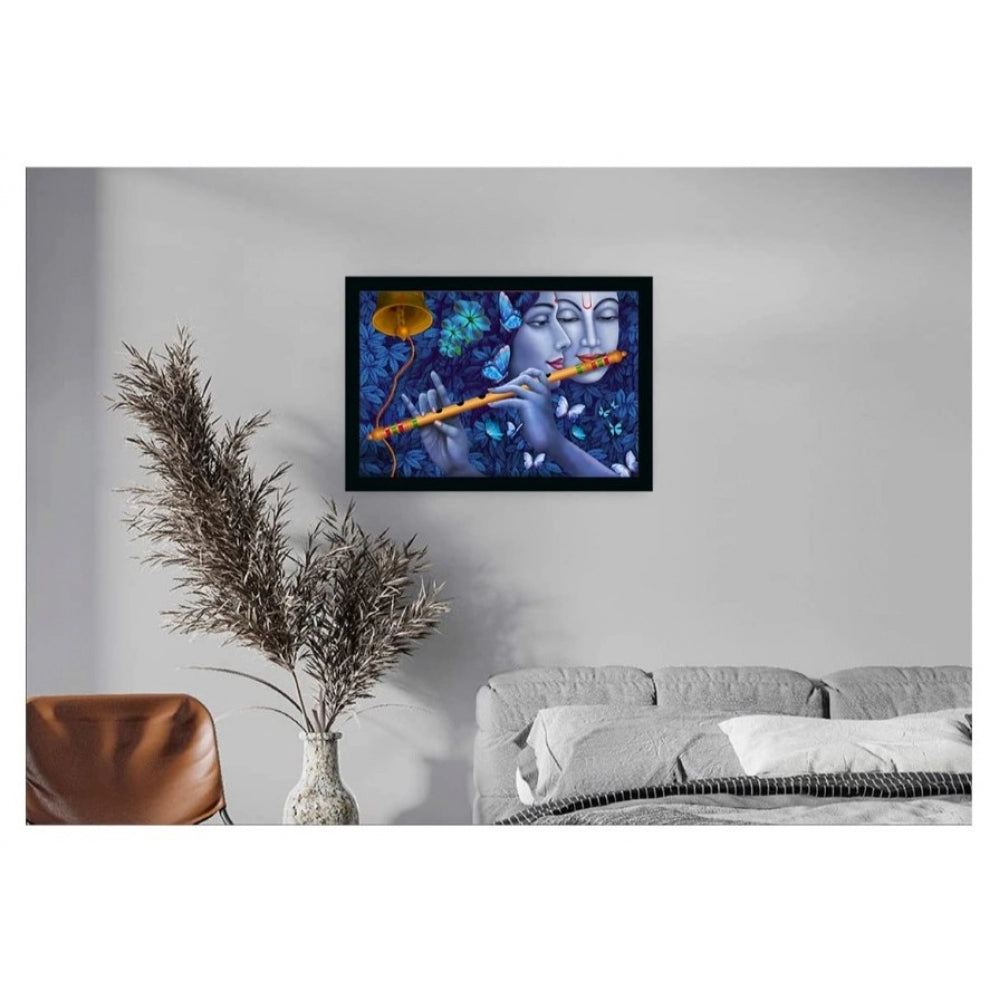 Generic Radha Krishna Painting with Synthetic Photo Frame (Multicolor)