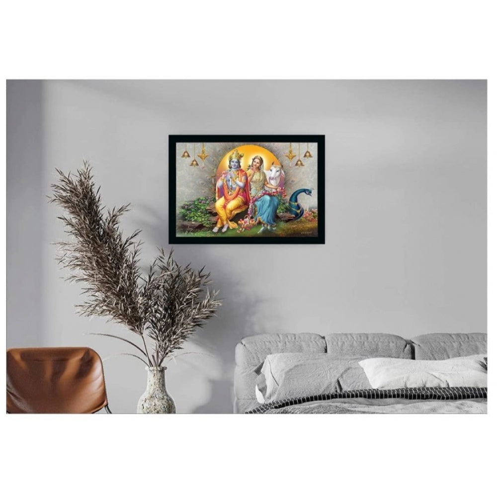 Generic Radha Krishna Painting with Synthetic Photo Frame (Multicolor)