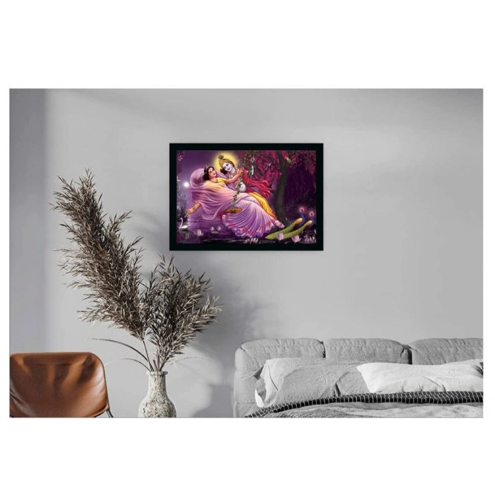 Generic Radha Krishna Painting with Synthetic Photo Frame (Multicolor)