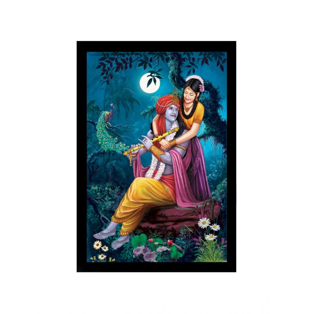 Generic Radha Krishna Painting with Synthetic Photo Frame (Multicolor)