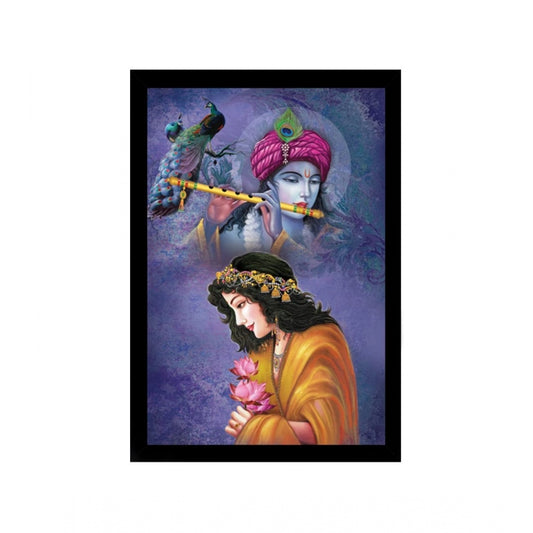 Generic Radha Krishna Painting with Synthetic Photo Frame (Multicolor)