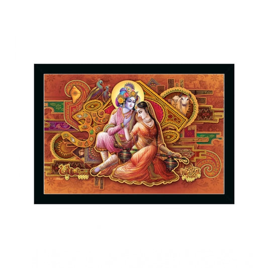 Generic Radha Krishna Painting with Synthetic Photo Frame (Multicolor)