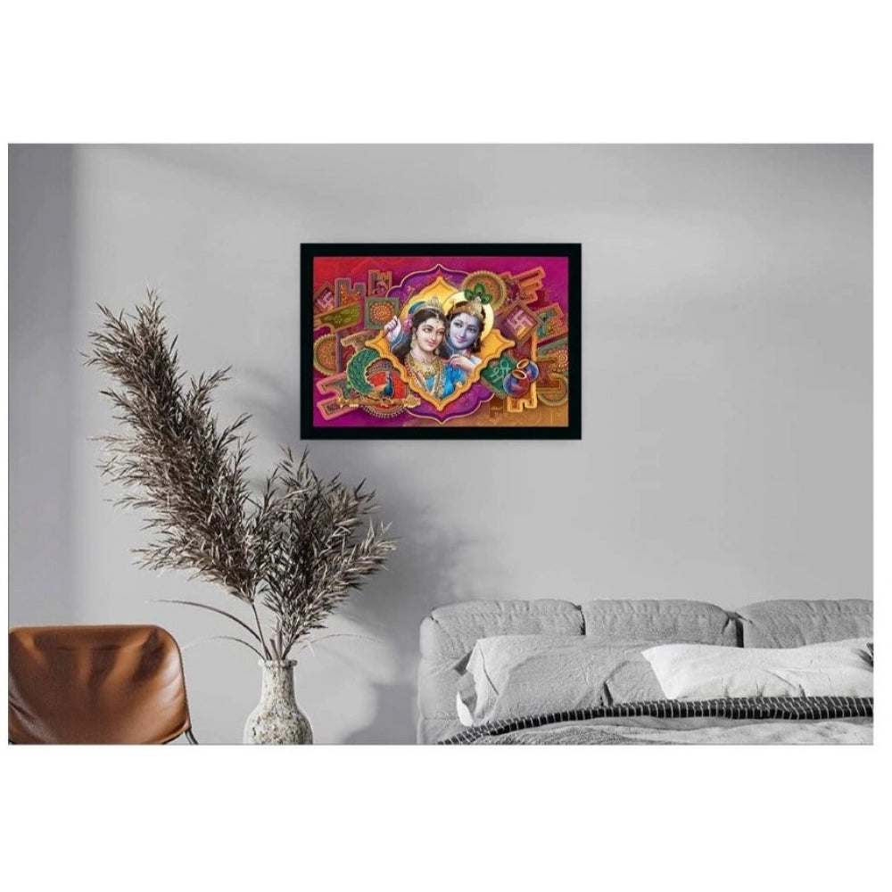 Generic Beautiful Radha Krishna Vinyl Sparkle Coated with Synthetic Photo Frame (Multicolor)