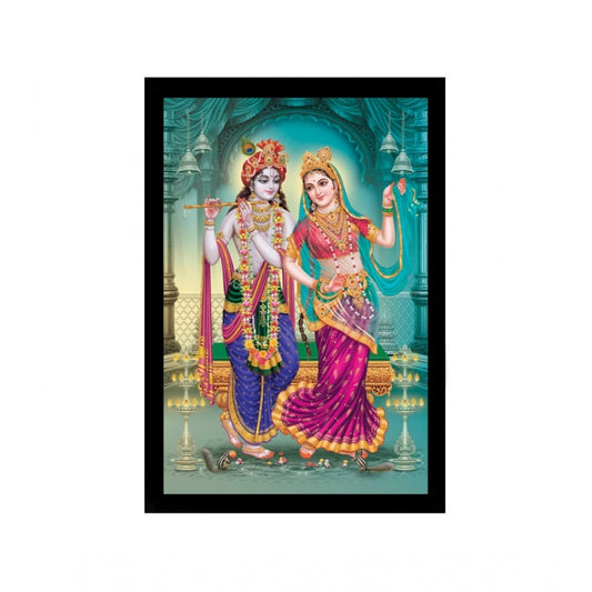 Generic Radha Krishna Painting with Synthetic Photo Frame (Multicolor)