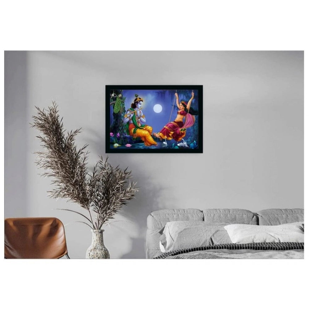 Generic Radha Krishna Painting with Synthetic Photo Frame (Multicolor)