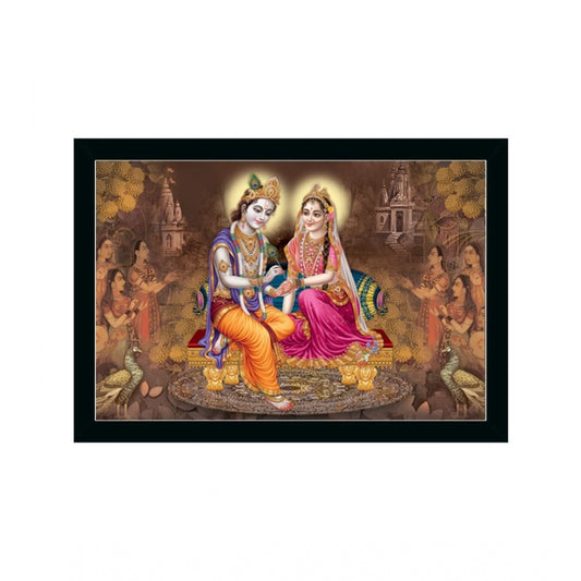 Generic Radha Krishna Painting with Synthetic Photo Frame (Multicolor)