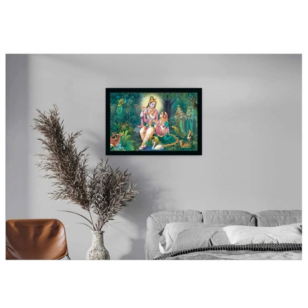 Generic Radha Krishna Painting with Synthetic Photo Frame (Multicolor)