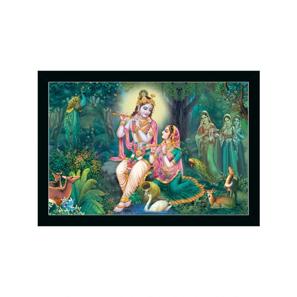 Generic Radha Krishna Painting with Synthetic Photo Frame (Multicolor)