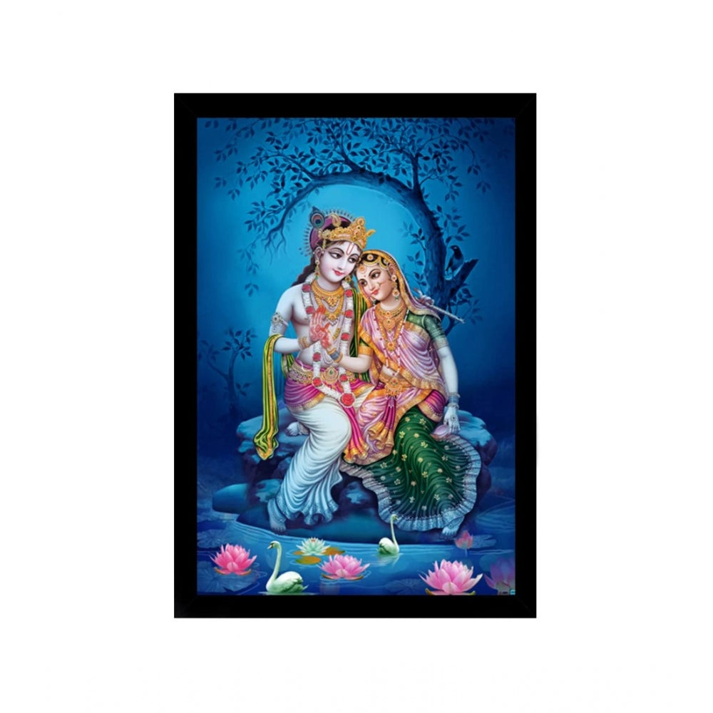 Generic Radha Krishna Painting with Synthetic Photo Frame (Multicolor)