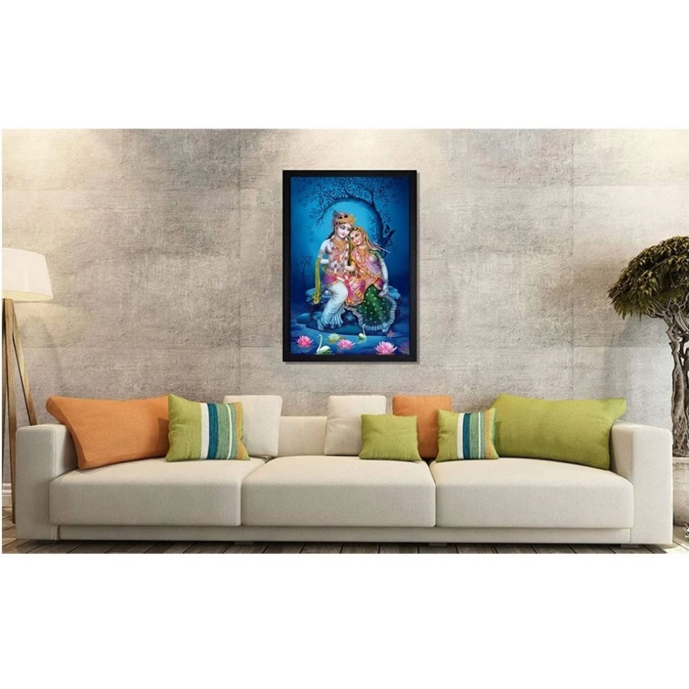 Generic Radha Krishna Painting with Synthetic Photo Frame (Multicolor)