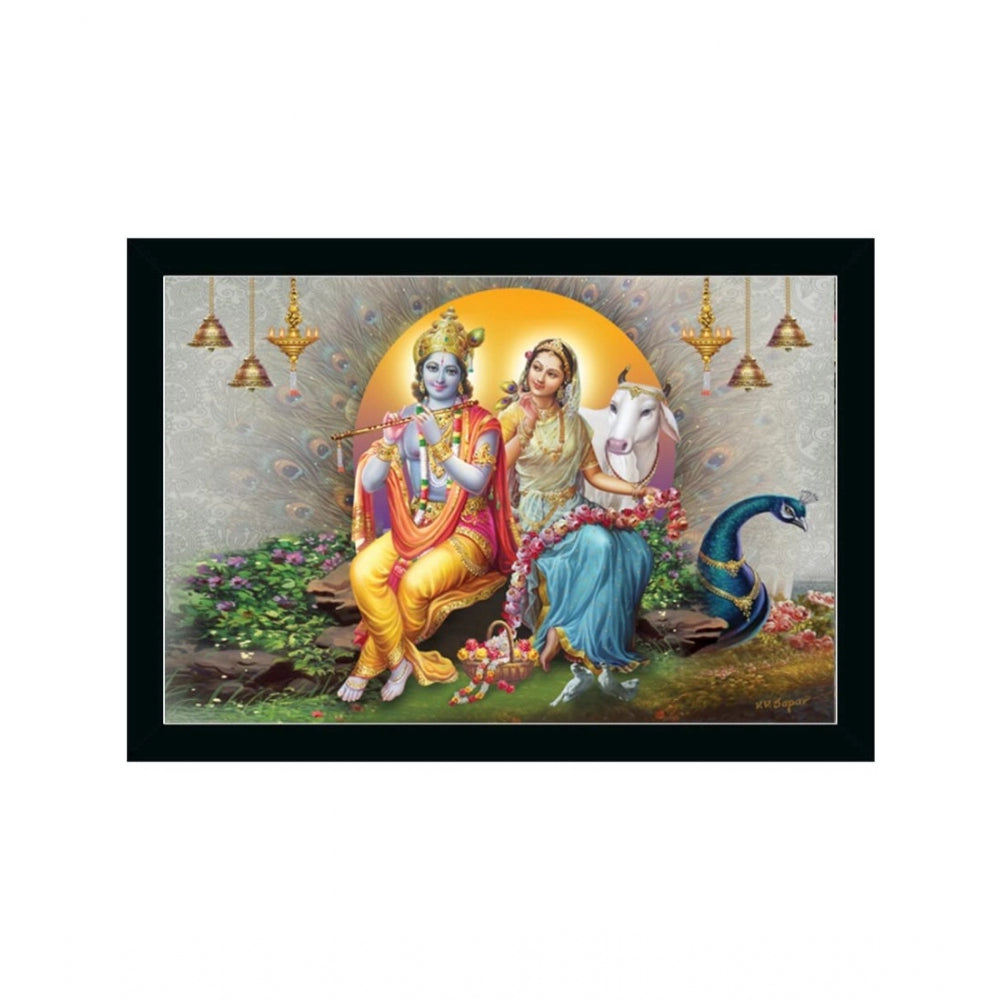 Generic Radha Krishna Painting with Synthetic Photo Frame (Multicolor)