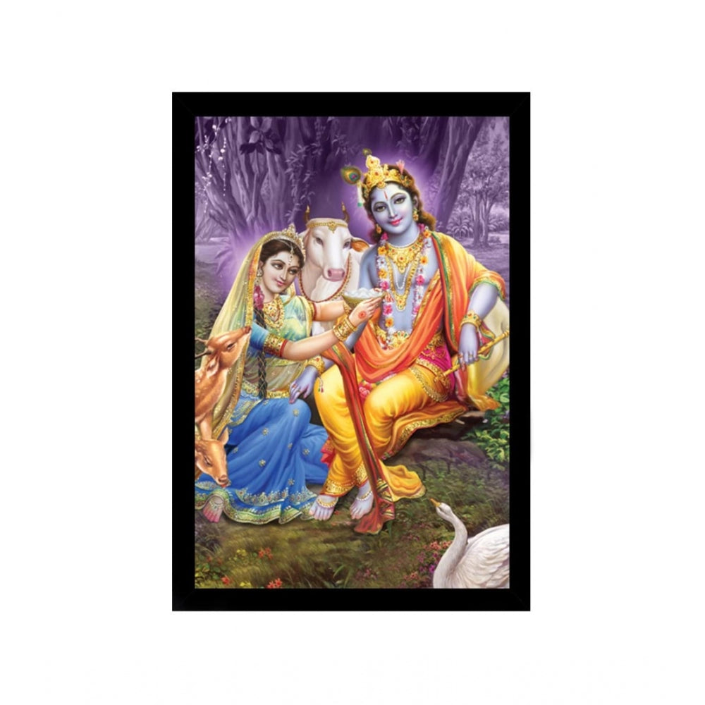 Generic Radha Krishna Painting with Synthetic Photo Frame (Multicolor)