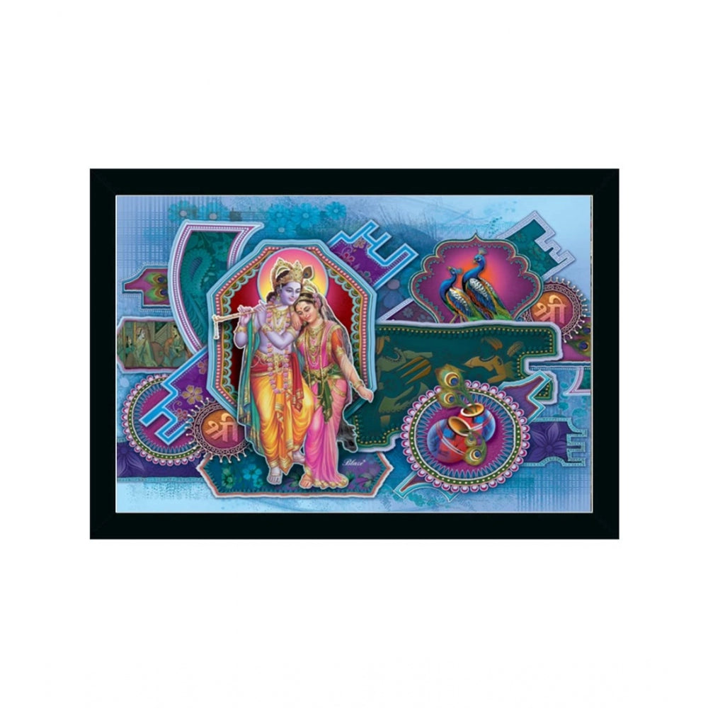 Generic Radha Krishna Painting with Synthetic Photo Frame (Multicolor)