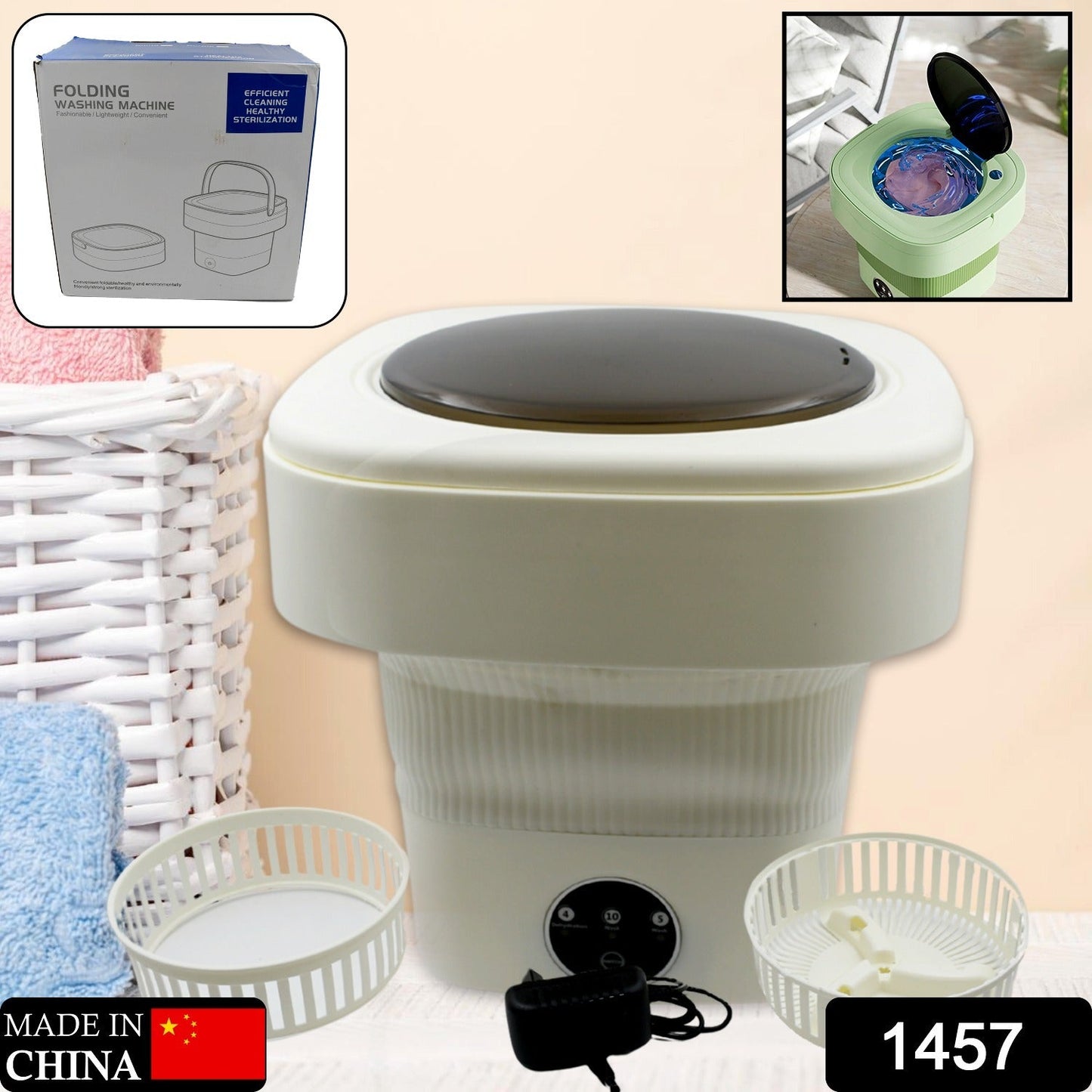 1457 Folding Washing Machine, Mini Portable Washing Machine, Deep Cleaning Half Automatic Washt, Mini Foldable Washing Machine, Suitable For Socks, Underwear, Baby Clothes