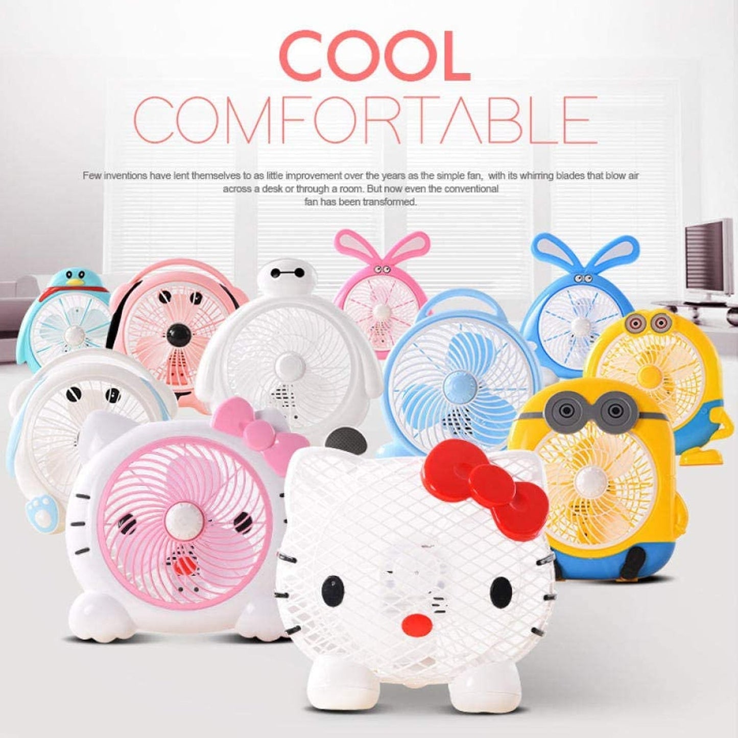 6464 plastic cute mini  cartoon electric usb fan desk fan for children DeoDap