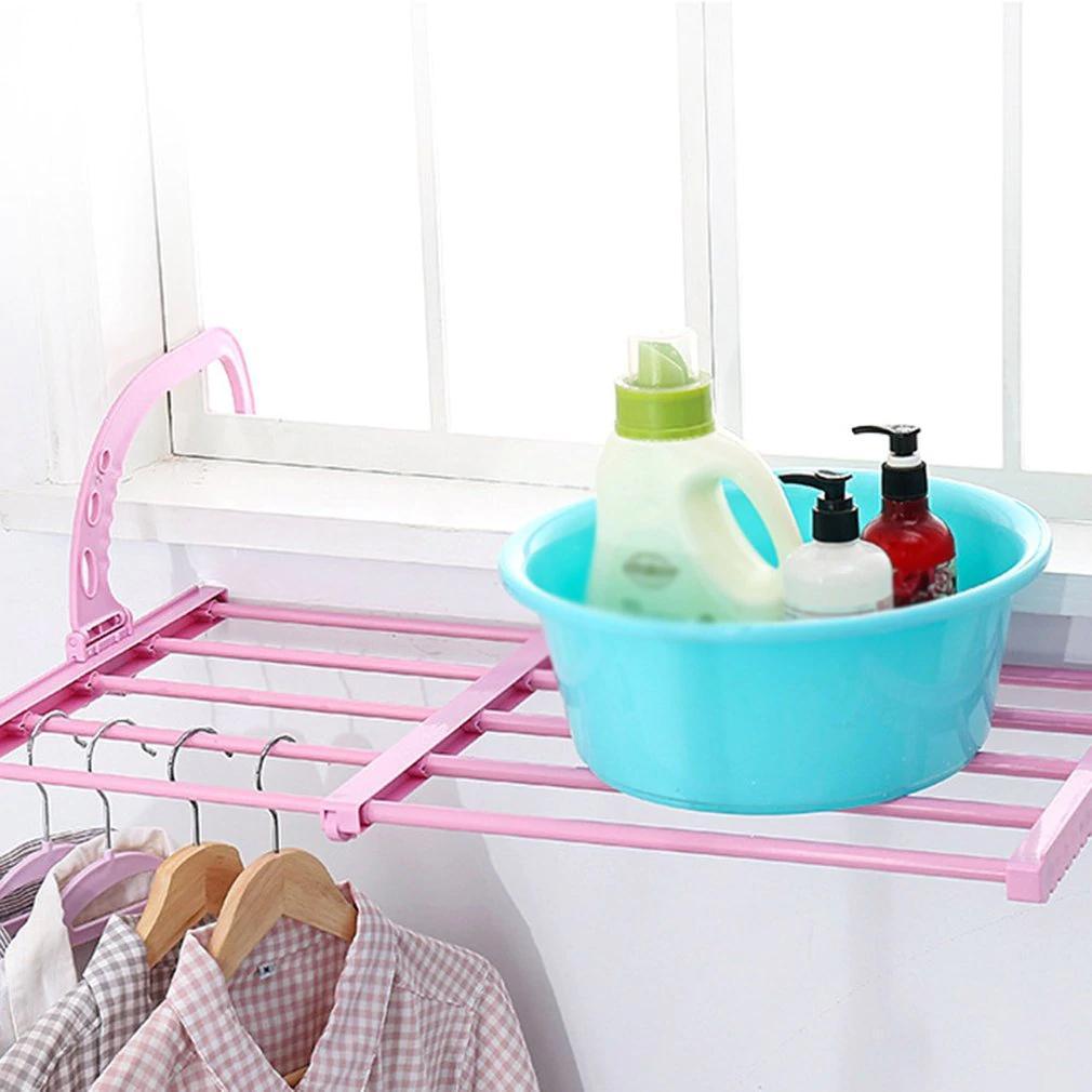 705 Multi-function Hanging Window Sill Drying Rack Easy Folding Drying Rack Balcony Retractable Drying Shoe Rack DeoDap