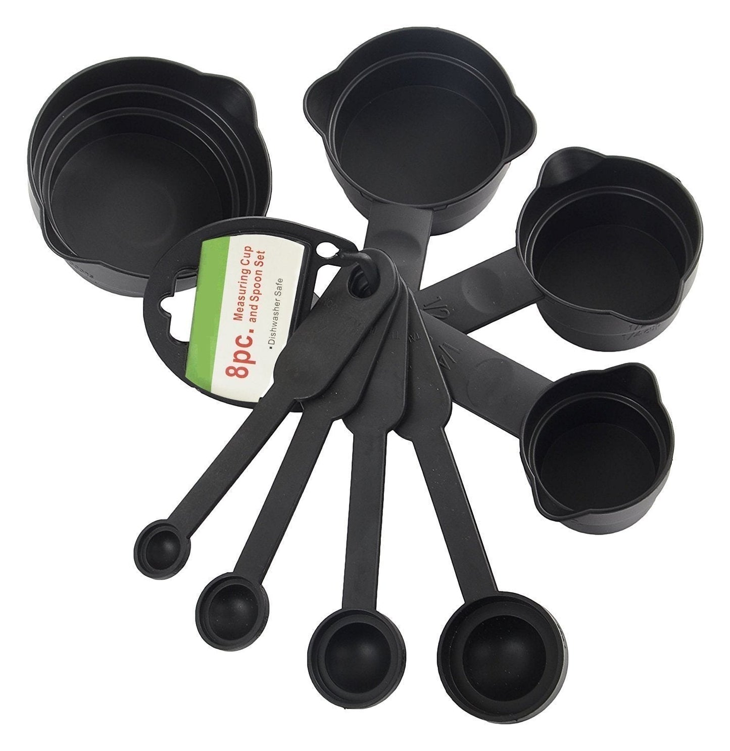 106 Plastic Measuring Cups and Spoons (8 Pcs, Black) Trenduniya