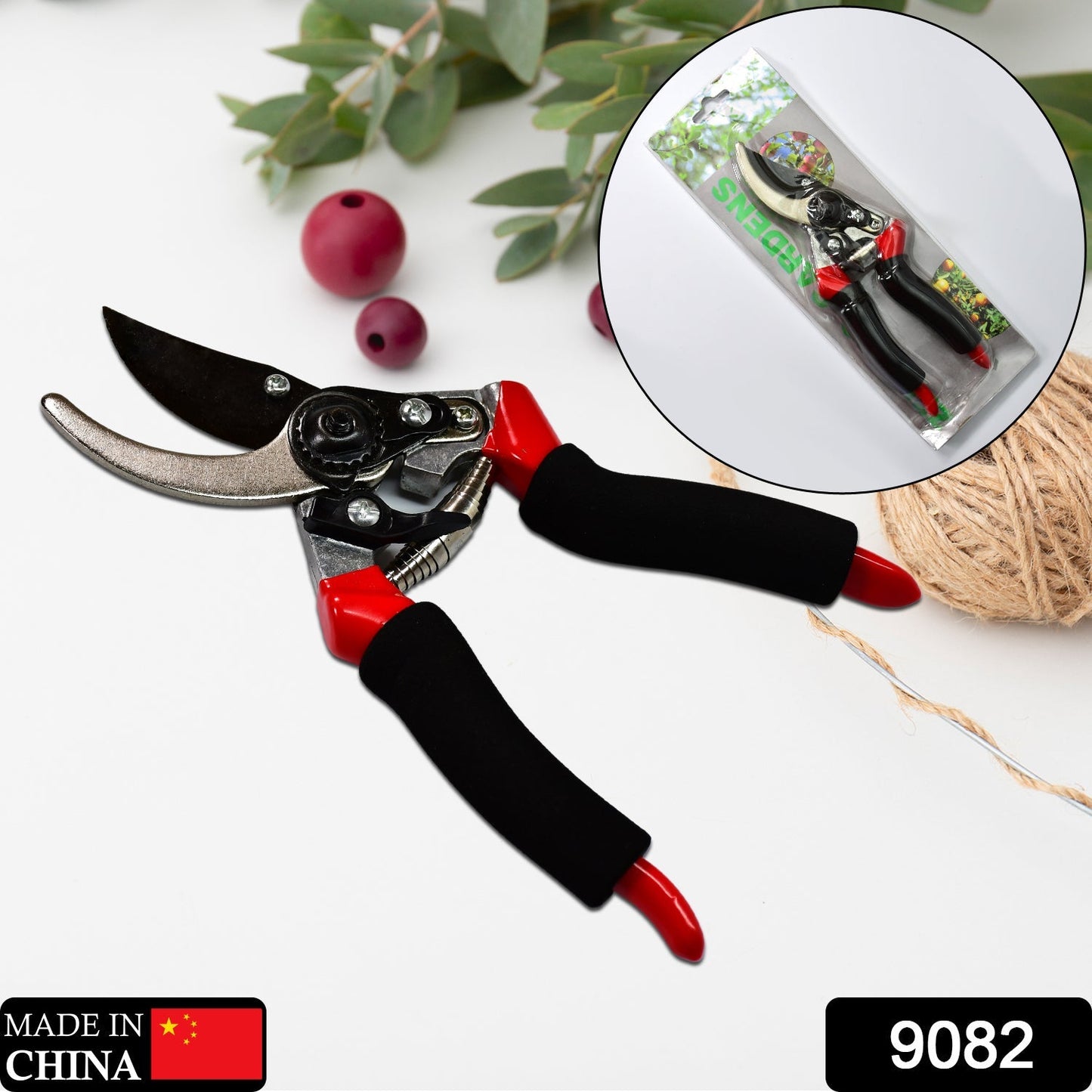 9082 21Cm Red GARDEN SHEARS SHARP CUTTER PRUNERS SCISSOR, PRUNER. DeoDap