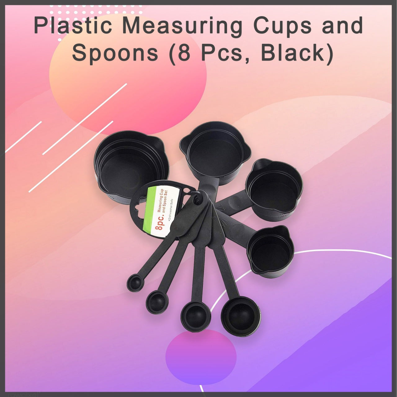 106 Plastic Measuring Cups and Spoons (8 Pcs, Black) Trenduniya