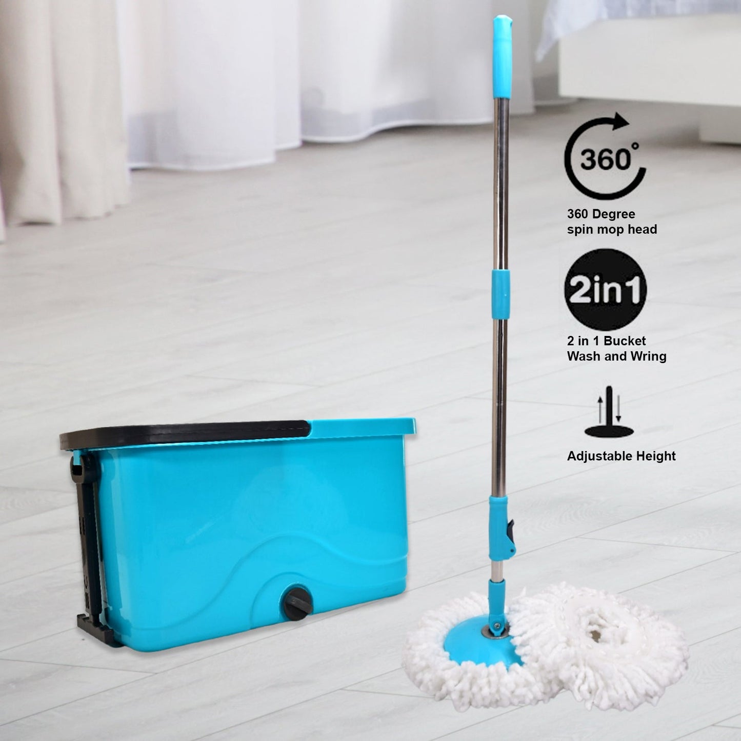 4027 QUICK SPIN MOP PLASTIC SPIN, BUCKET FLOOR CLEANING, EASY WHEELS & BIG BUCKET, FLOOR CLEANING MOP WITH BUCKET